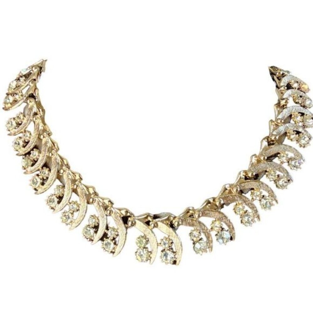 Vintage ART Rhinestone Hook Necklace‎ 16" RARE